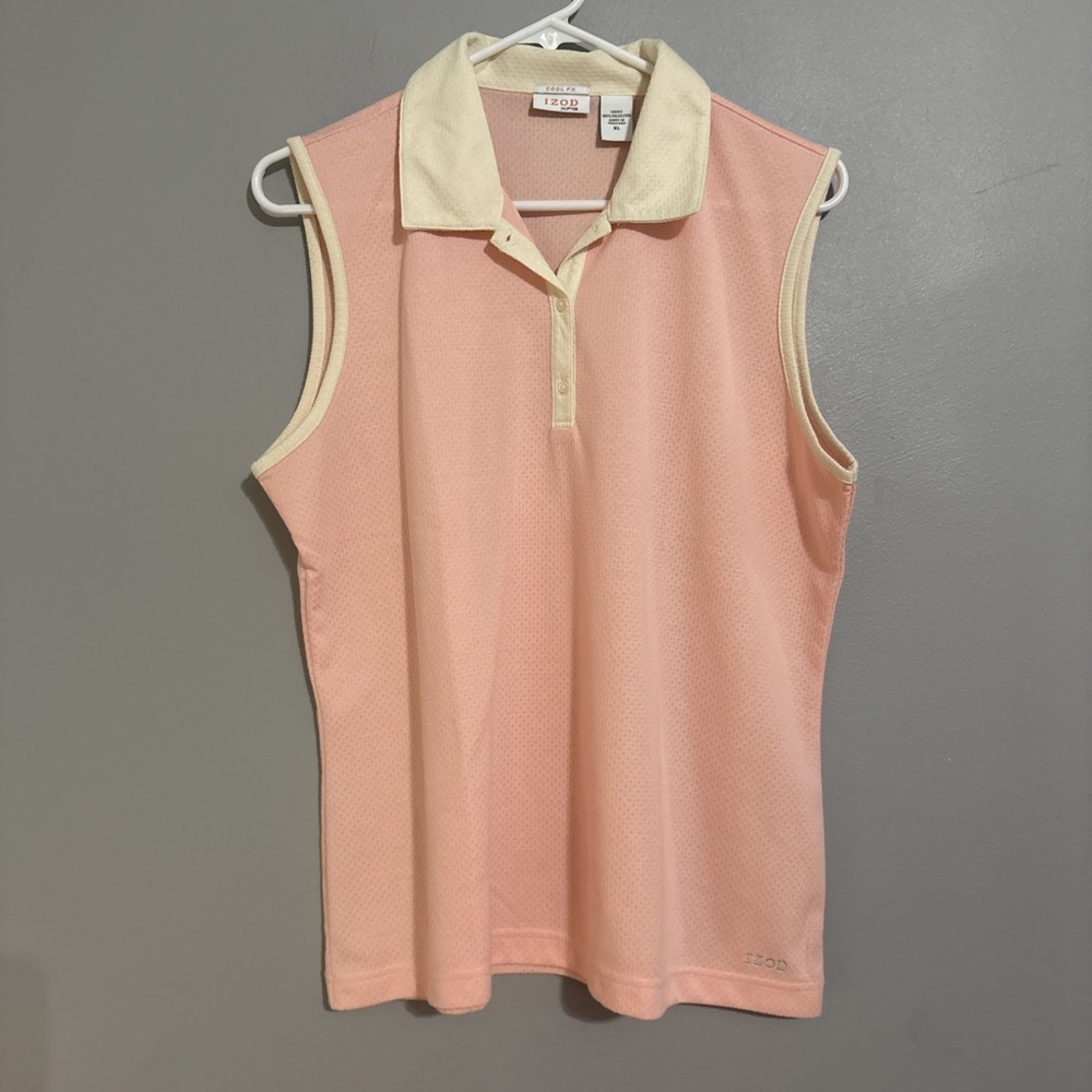 IZOD‎ Women Peach Cool Fx XFG Golf Tank Sleeveless Active Shirt Women XL Vintage